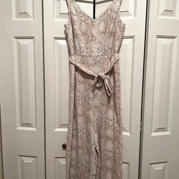 LOFT White Pink Snake Print Jumpsuit (6) - Picture 3 of 7